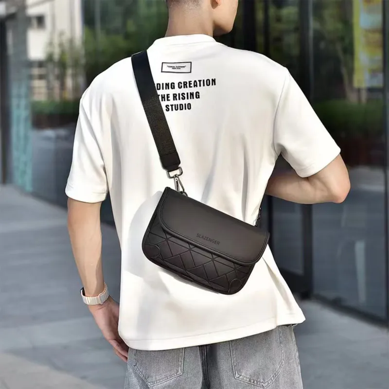Slazenger PU Messenger Bag Crossbody Bags Regular Men's Black/Gray/Dazzling Color-4