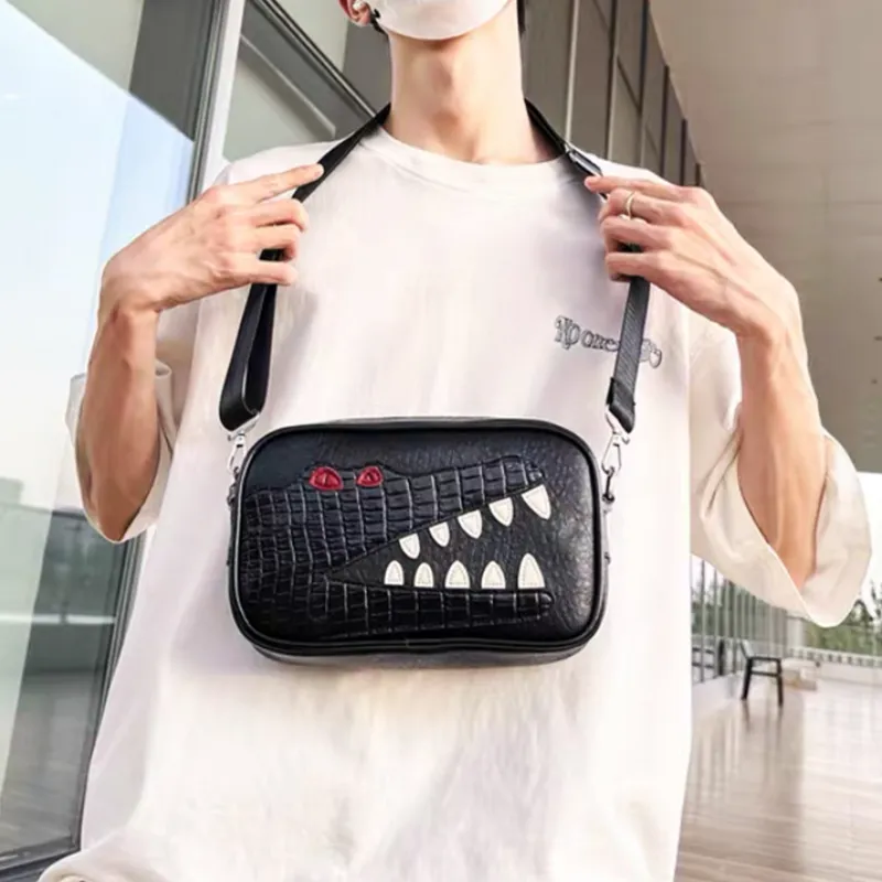 PULUWIRR PU Fanny Pack, Camera Bag, Sling Bag, Crossbody Bag, Shoulder Bag Regular Unisex Black/Brown-4