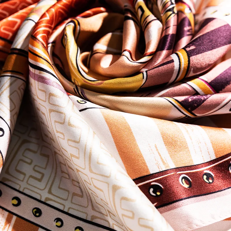 SILKUEEN 100% Mulberry Silk Scarf, Scarf, Square Scarf 65*65cm Women's-3