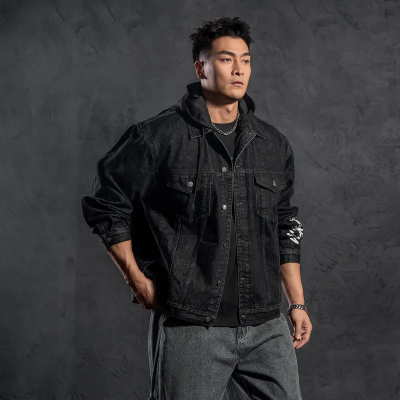 LUJIAMEN Denim Jacket Unisex Black-2
