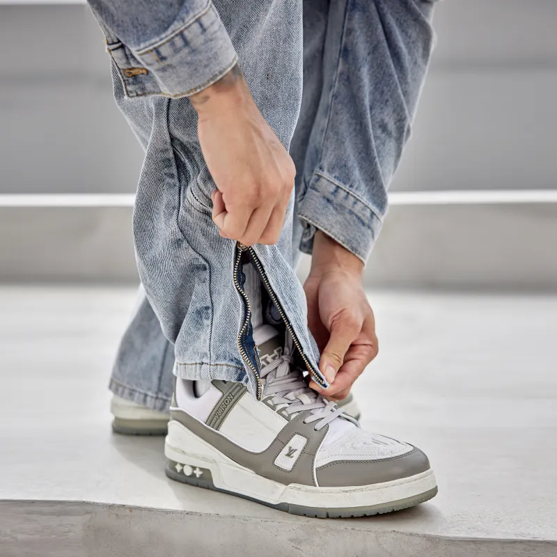 LUJIAMEN Jeans Unisex Gray Blue-6