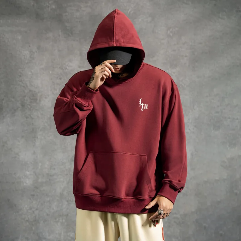 LUJIAMEN Sweatshirt Unisex Dark Red-3