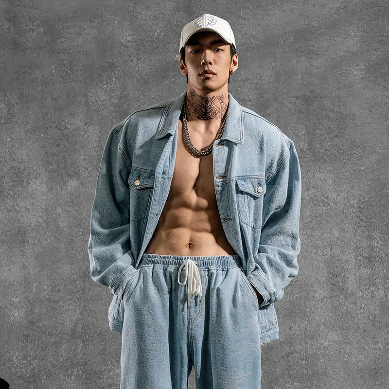 LUJIAMEN Denim Jacket Unisex Blue-6