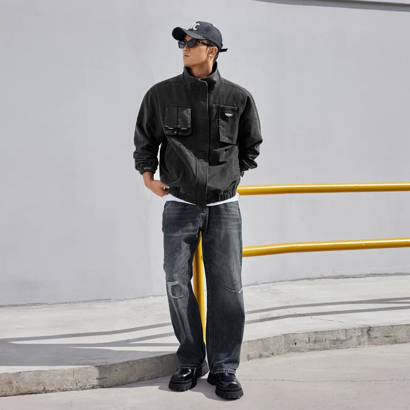LUJIAMEN Denim Jackets Men Washed Black Choose According To Size Chart-2