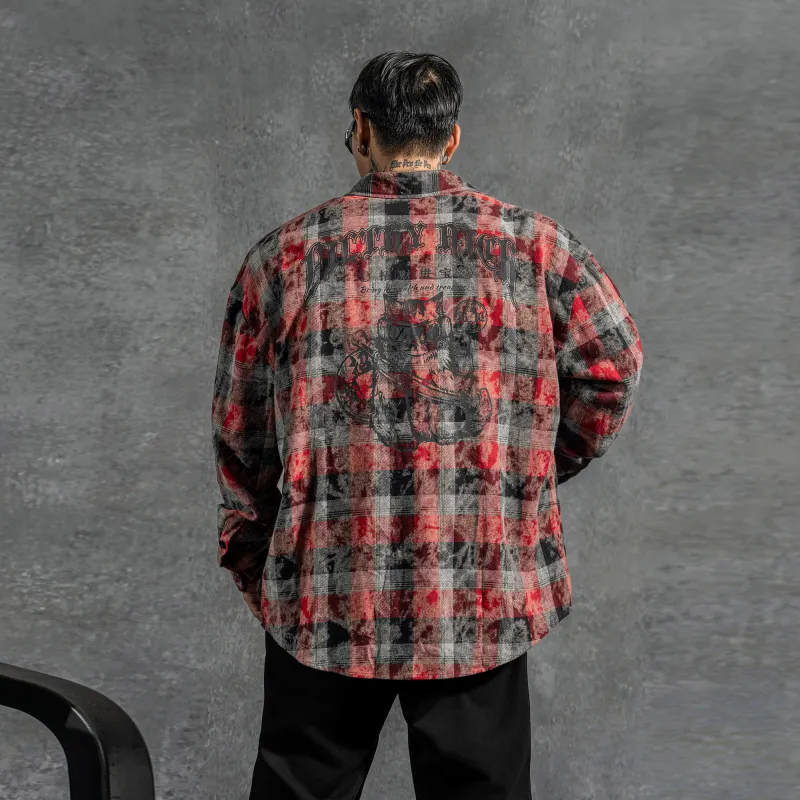 LUJIAMEN Shirt Spring And Fall Early Autumn Unisex Red-4