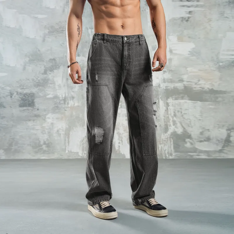 LUJIAMEN Jeans Unisex Dark Gray-3