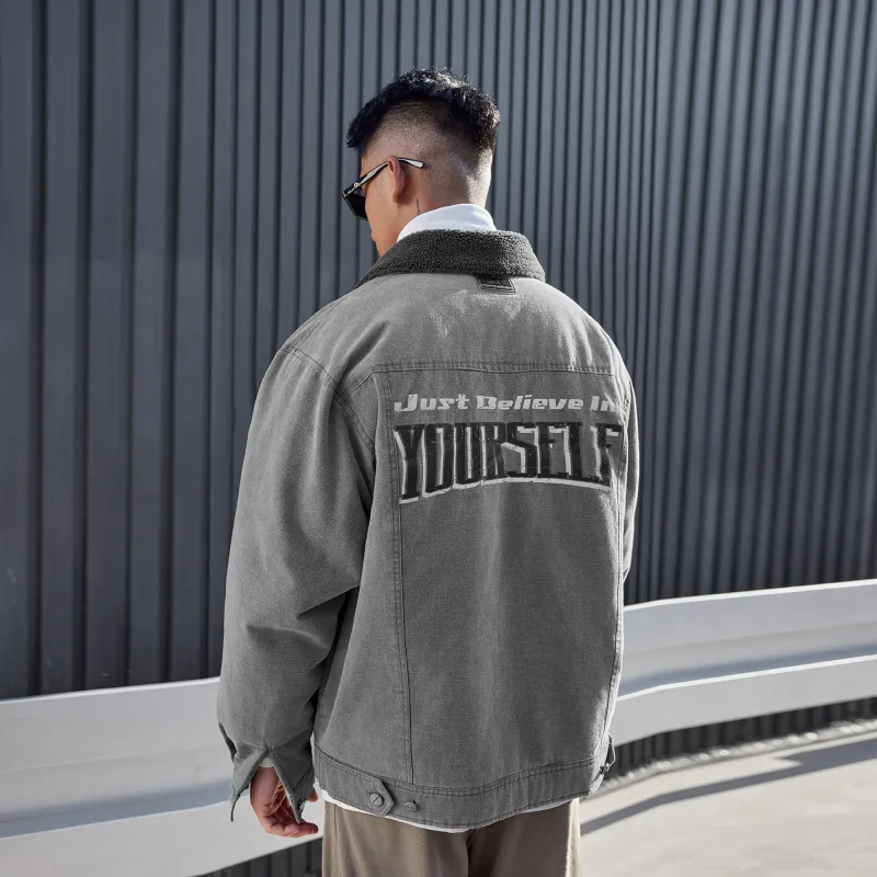 LUJIAMEN Jackets Unisex Gray Choose According To Size Chart-4