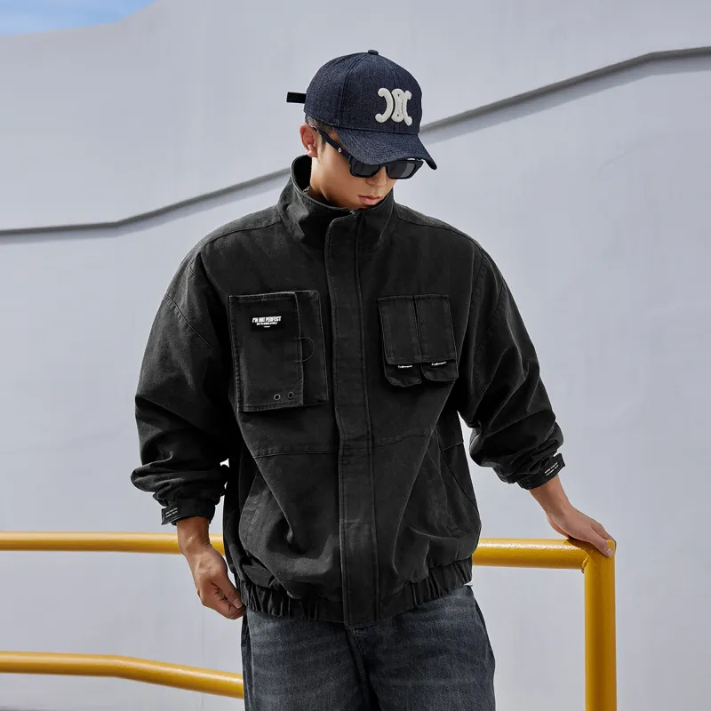 LUJIAMEN Denim Jackets Men Washed Black Choose According To Size Chart-5