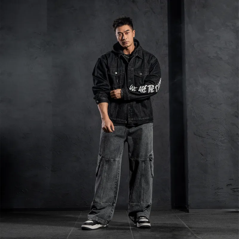 LUJIAMEN Denim Jacket Unisex Black-6