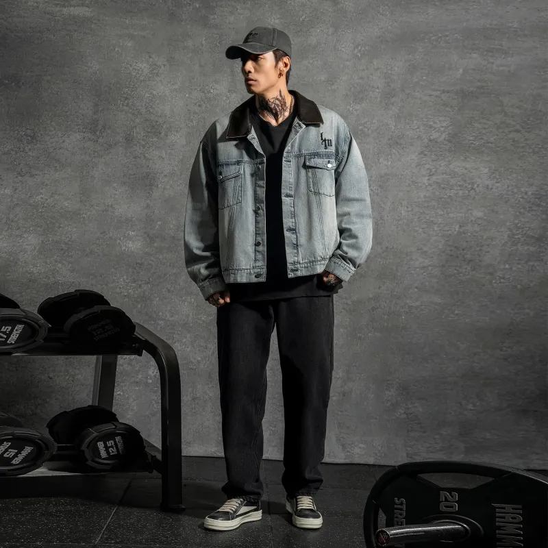 LUJIAMEN Denim Jacket Unisex Light Blue-3