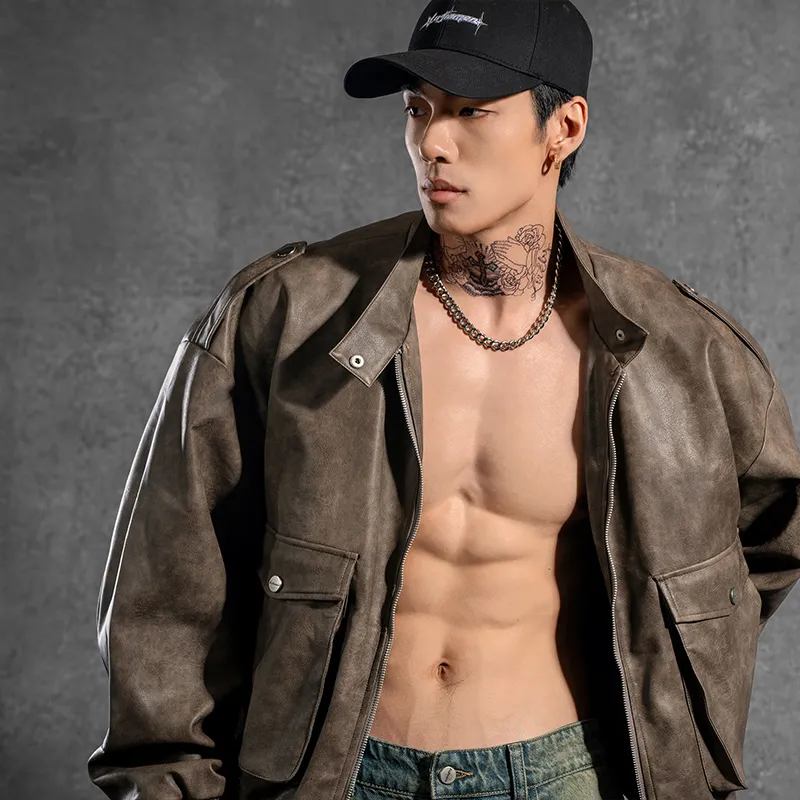 LUJIAMEN Jackets Coats Spring And Autumn Unisex Coffee-7