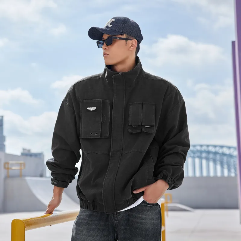 LUJIAMEN Denim Jackets Men Washed Black Choose According To Size Chart-7