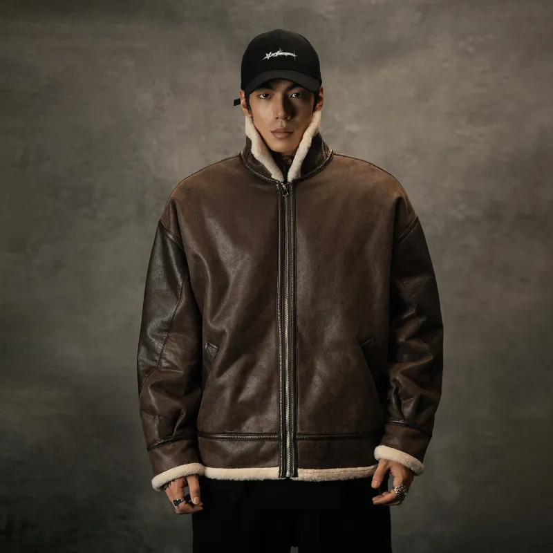 LUJIAMEN Jackets Coats Unisex Dark Brown-2