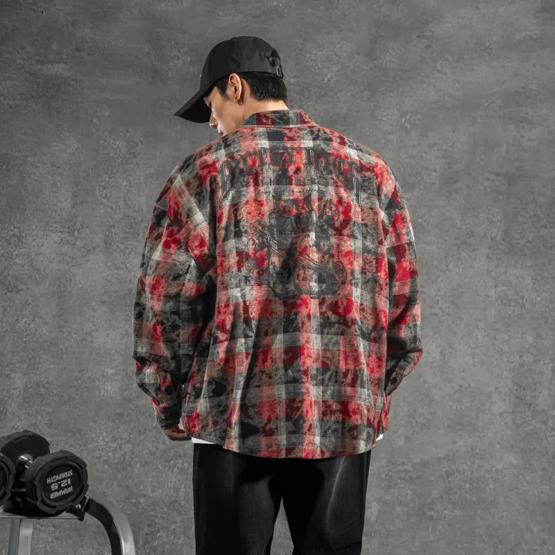 LUJIAMEN Shirt Spring And Fall Early Autumn Unisex Red-7