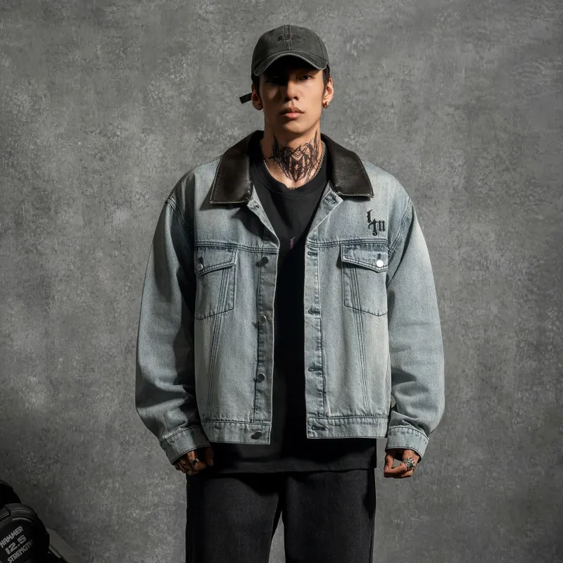 LUJIAMEN Denim Jacket Unisex Light Blue-4