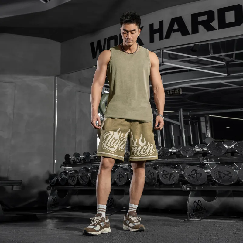 LUJIAMEN Sports Shorts Unisex Khaki-2