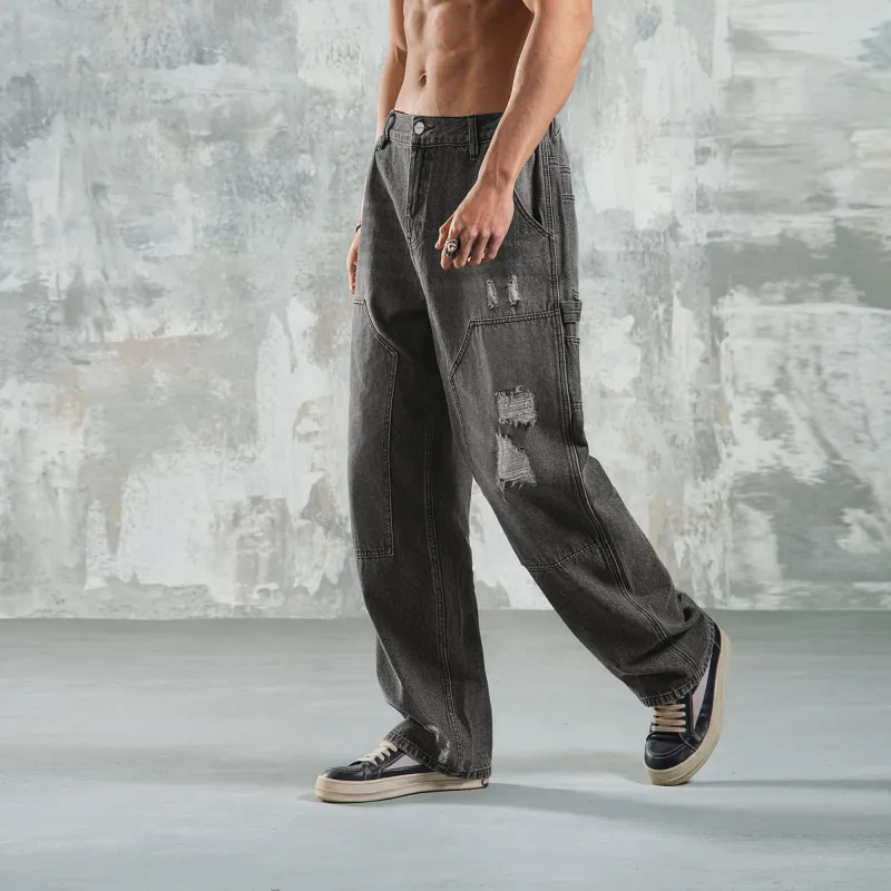 LUJIAMEN Jeans Unisex Dark Gray-5