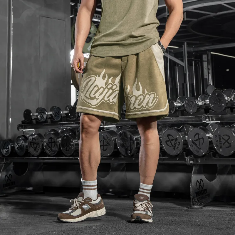 LUJIAMEN Sports Shorts Unisex Khaki-4