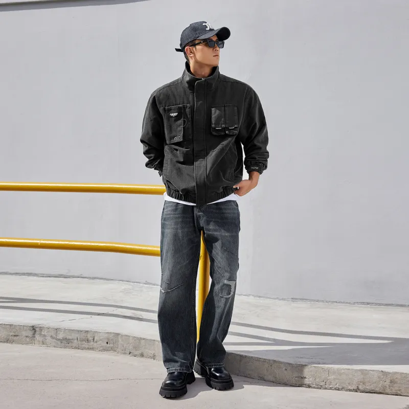 LUJIAMEN Denim Jackets Men Washed Black Choose According To Size Chart-3