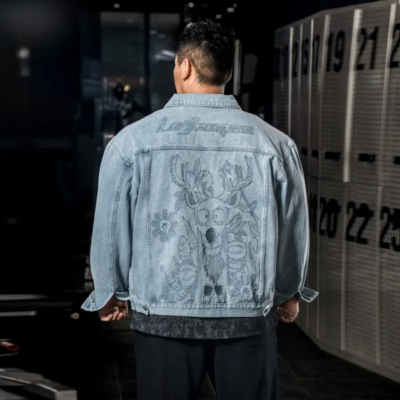 LUJIAMEN x XILU,LIANMINGKUAN Denim Jacket Unisex Light Blue-3