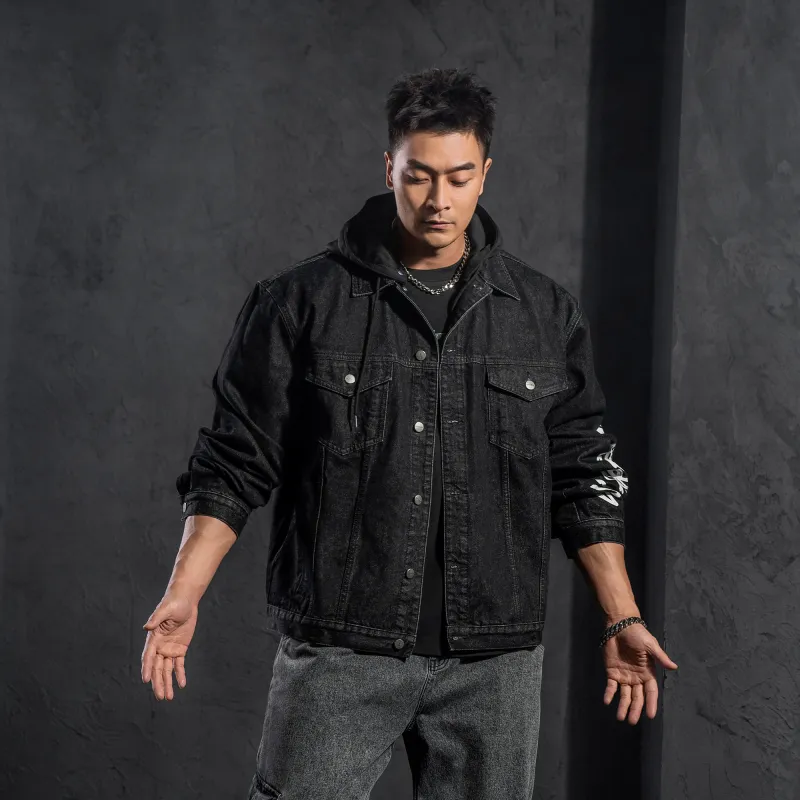 LUJIAMEN Denim Jacket Unisex Black-5