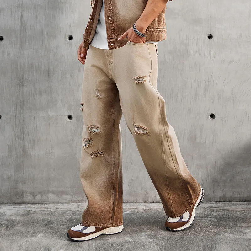 LUJIAMEN Jeans Unisex Coffee-5