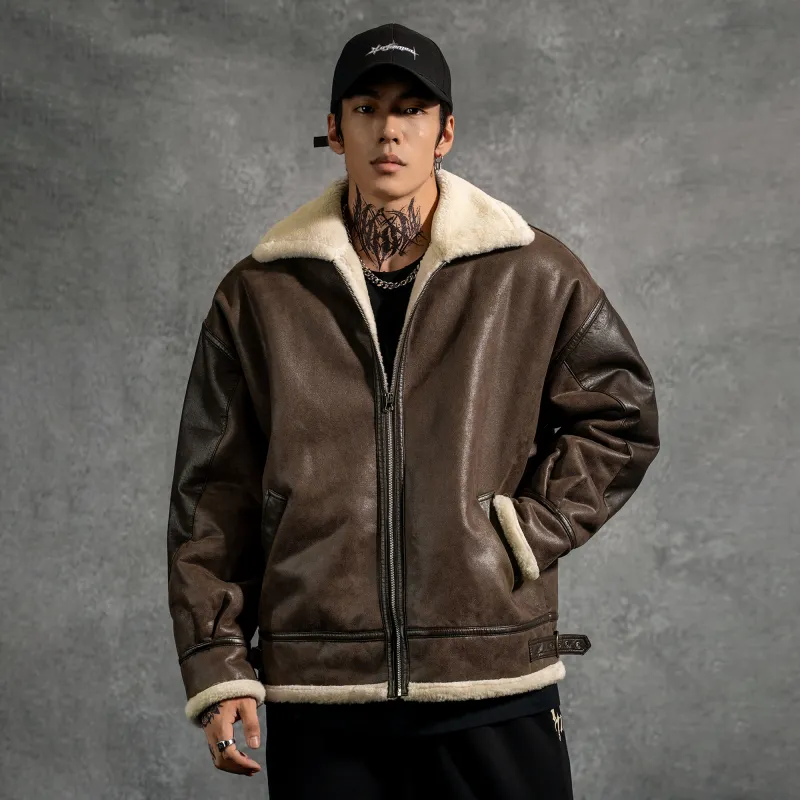 LUJIAMEN Jackets Coats Unisex Dark Brown-4