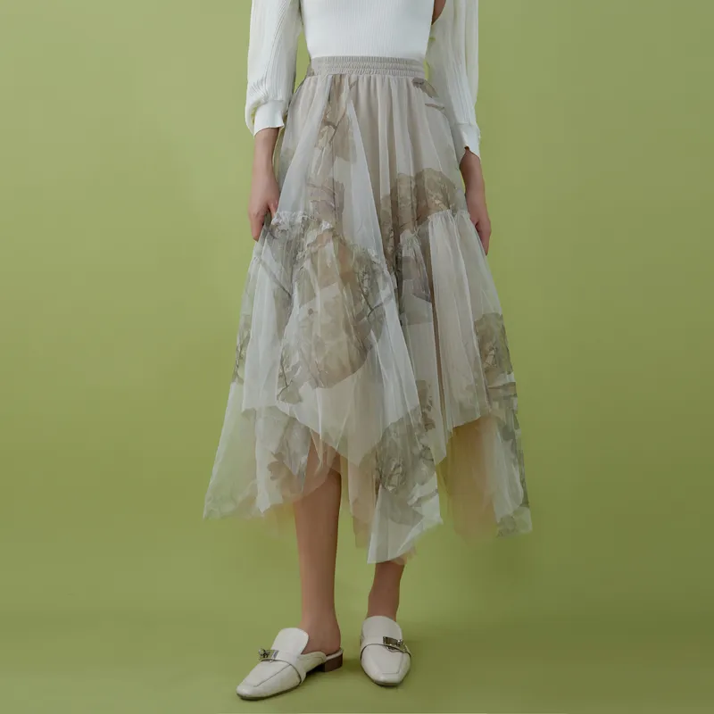 THE SEA LIFE Casual Long Skirt Women's Mist Color-4