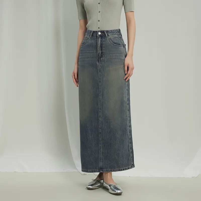 THE SEA LIFE Denim Long Skirt Women's Denim Blue-2