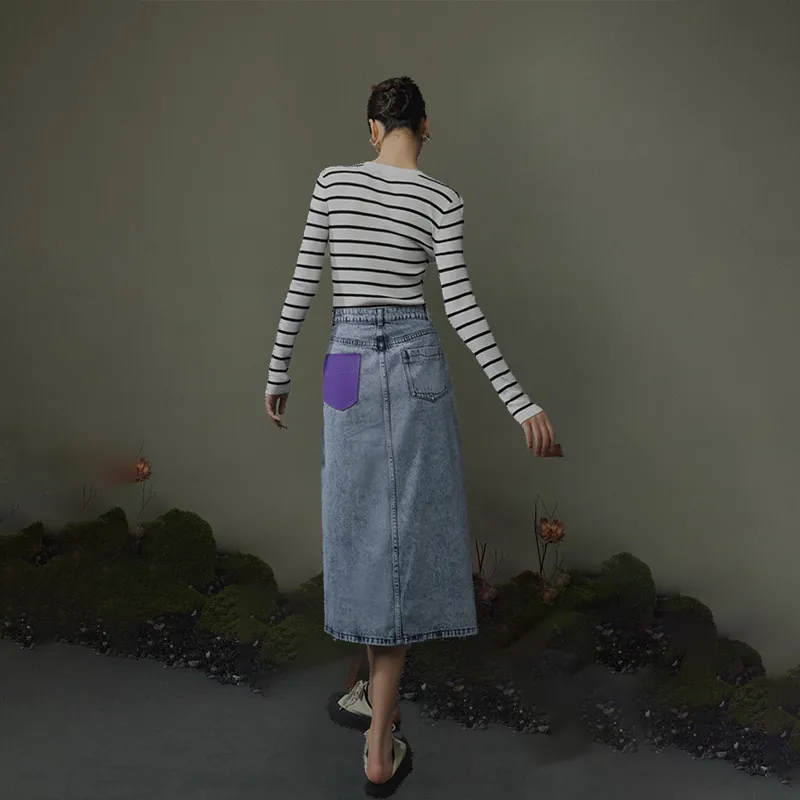 THE SEA LIFE Morandi Joint Name Denim Long Skirt Women's-4