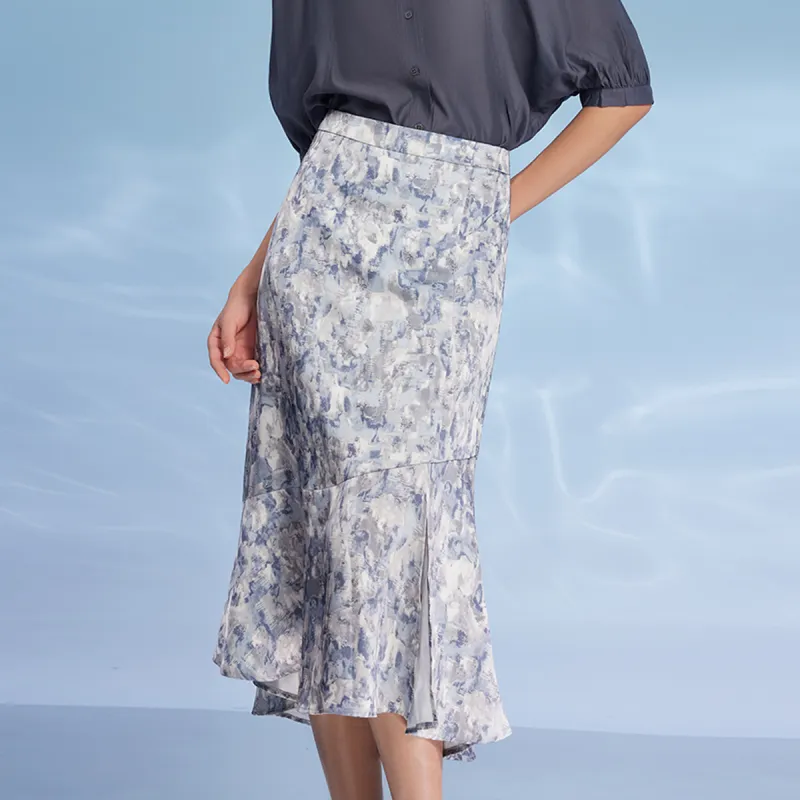 THE SEA LIFE Casual Long Skirt Women's Mist Blue-3