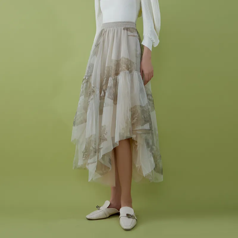THE SEA LIFE Casual Long Skirt Women's Mist Color-2