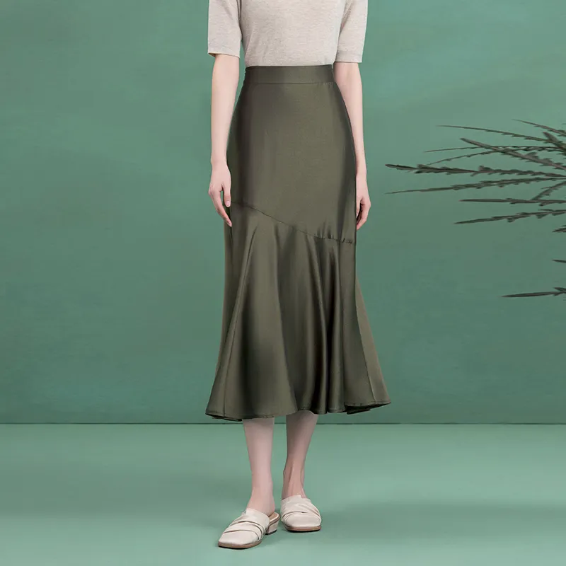 THE SEA LIFE Casual Long Skirt Women's Olive Green-2