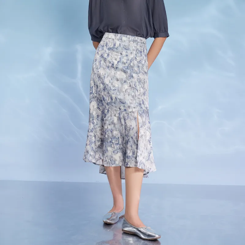 THE SEA LIFE Casual Long Skirt Women's Mist Blue-2
