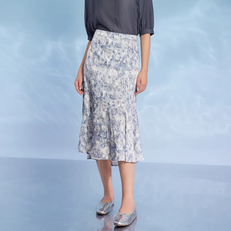 THE SEA LIFE Casual Long Skirt Women's Mist Blue-4