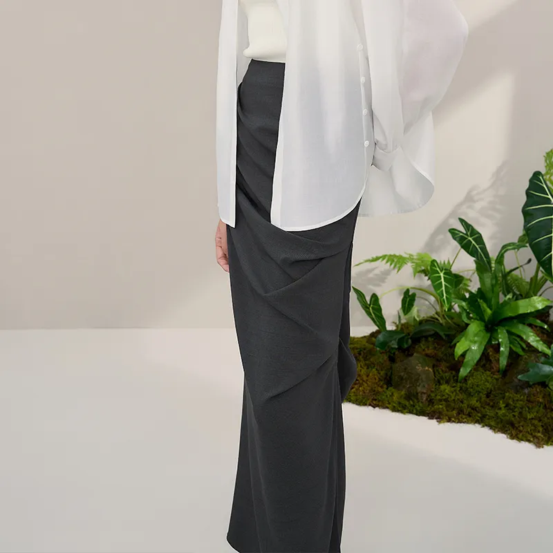 THE SEA LIFE Casual Long Skirt Women's Clover Gray-4