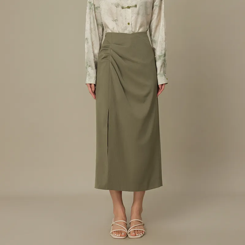 THE SEA LIFE Casual Long Skirt Women's Shimmer Green-2