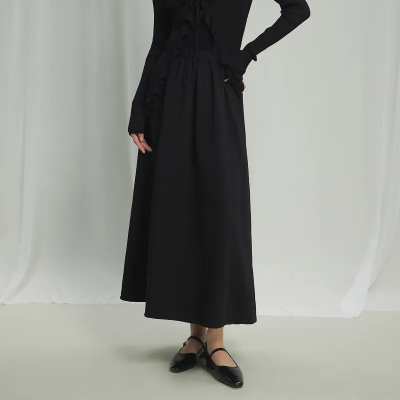 THE SEA LIFE Casual Long Skirt Women's Black Mage-2