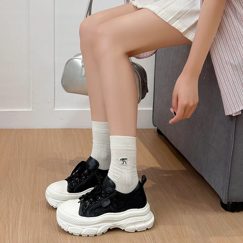 APRHE Slip Resistant, Abrasion Resistant, Breathable, Lightweight, Height Increasing Low Top Chunky Sneakers Women's-7