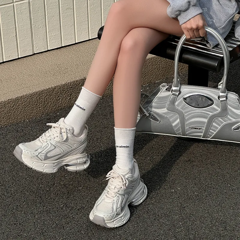 APRHE Anti Slip And Wear Resistant Height Increasing Low Top Chunky Sneakers Women's-13