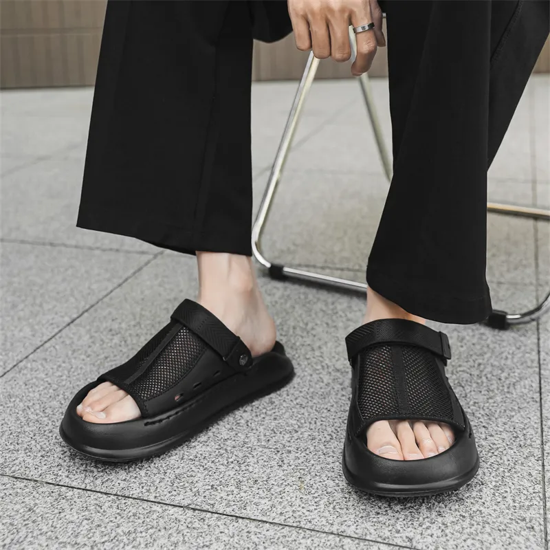 APRHE Rubber Sole Slip Resistant Abrasion Resistant Slide Slippers Men's-12