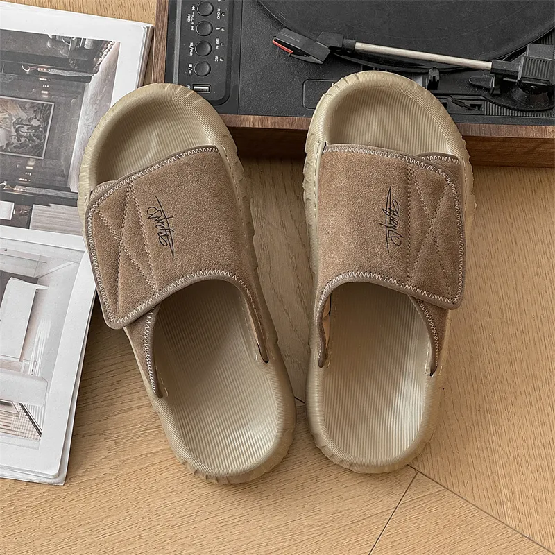 APRHE Slip Resistant Abrasion Resistant Slide Slippers Men's Khaki Green-13