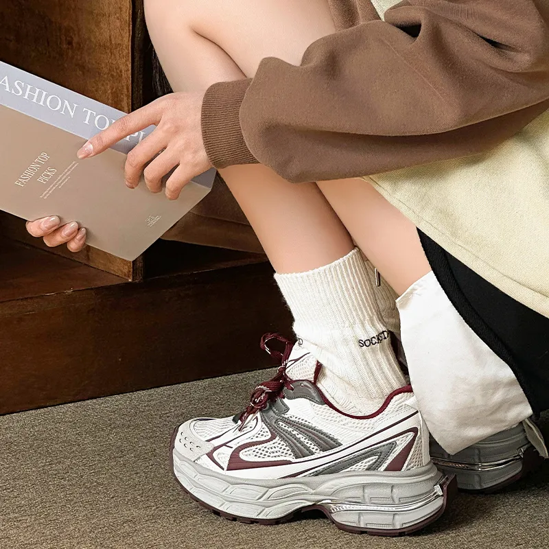 APRHE Anti Slip And Wear Resistant Height Increasing Low Top Chunky Sneakers Women's-6