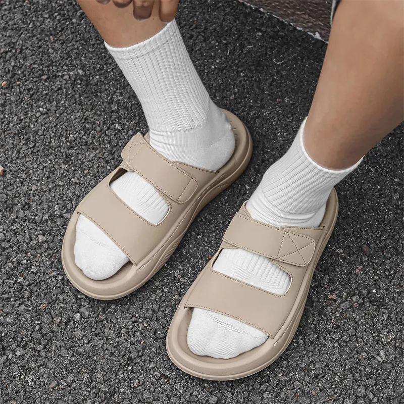 APRHE Rubber Sole Slip Resistant Abrasion Resistant Slide Slippers Men's-7