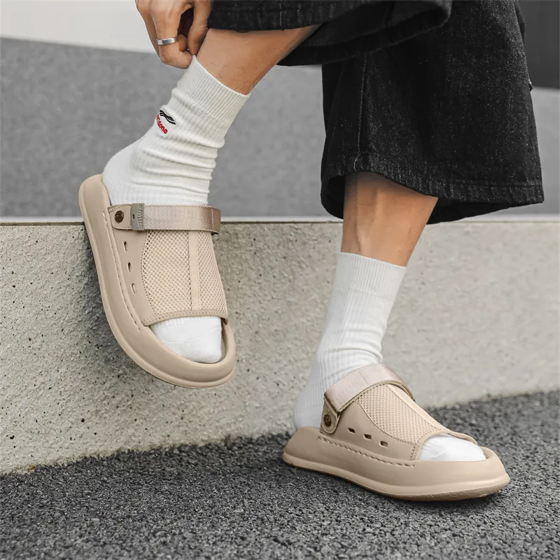 APRHE Rubber Sole Slip Resistant Abrasion Resistant Slide Slippers Men's-4