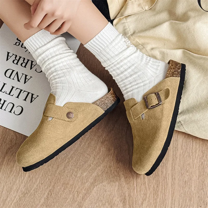 APRHE Rubber Sole Abrasion Resistant Slip Resistant Closed Toe Slippers Unisex-9