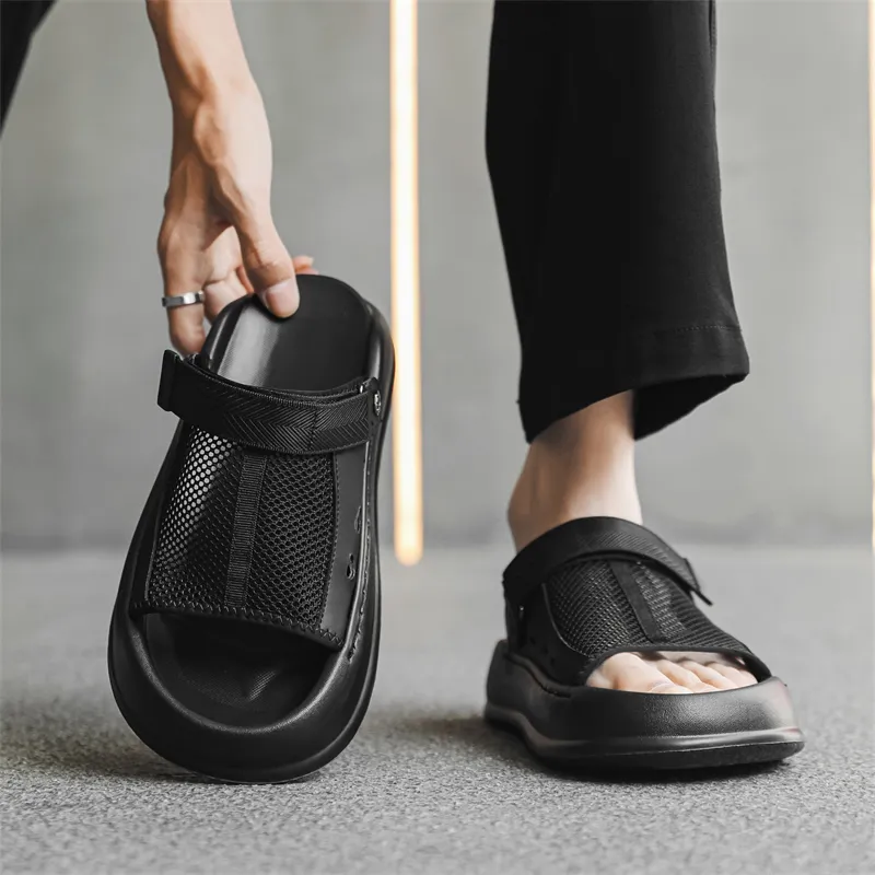 APRHE Rubber Sole Slip Resistant Abrasion Resistant Slide Slippers Men's-8