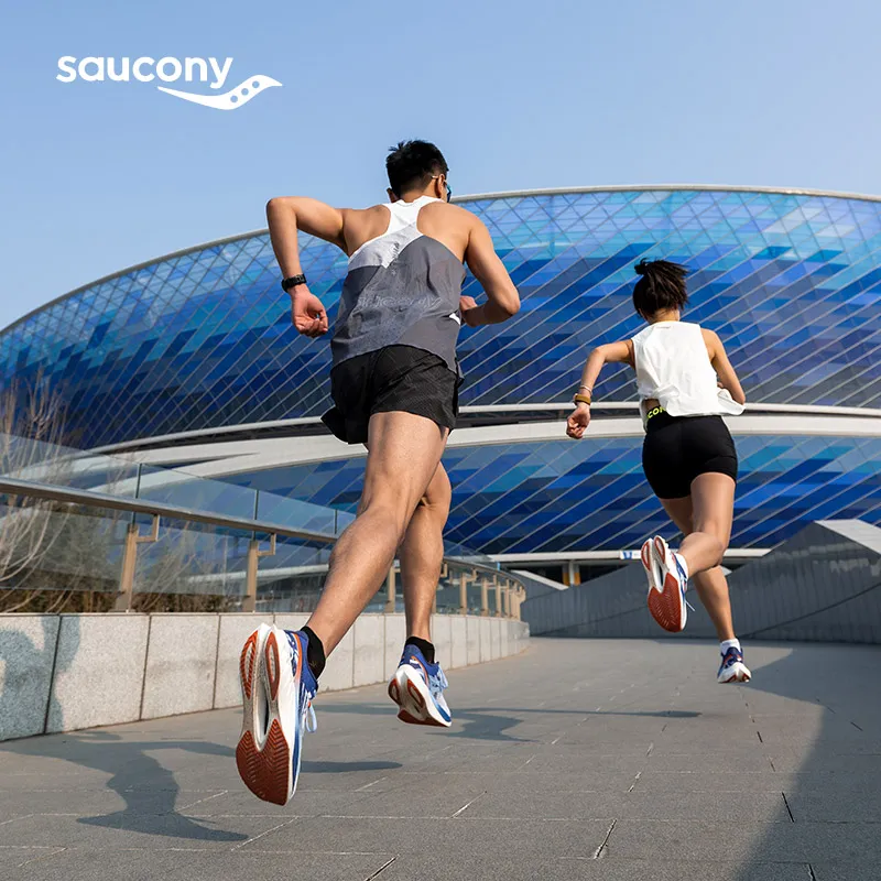Saucony Endorphin Pro 4 Cushioning Anti Slip And Wear Resistant Low Top Carbon Plate Running Shoes Unisex White Blue-12