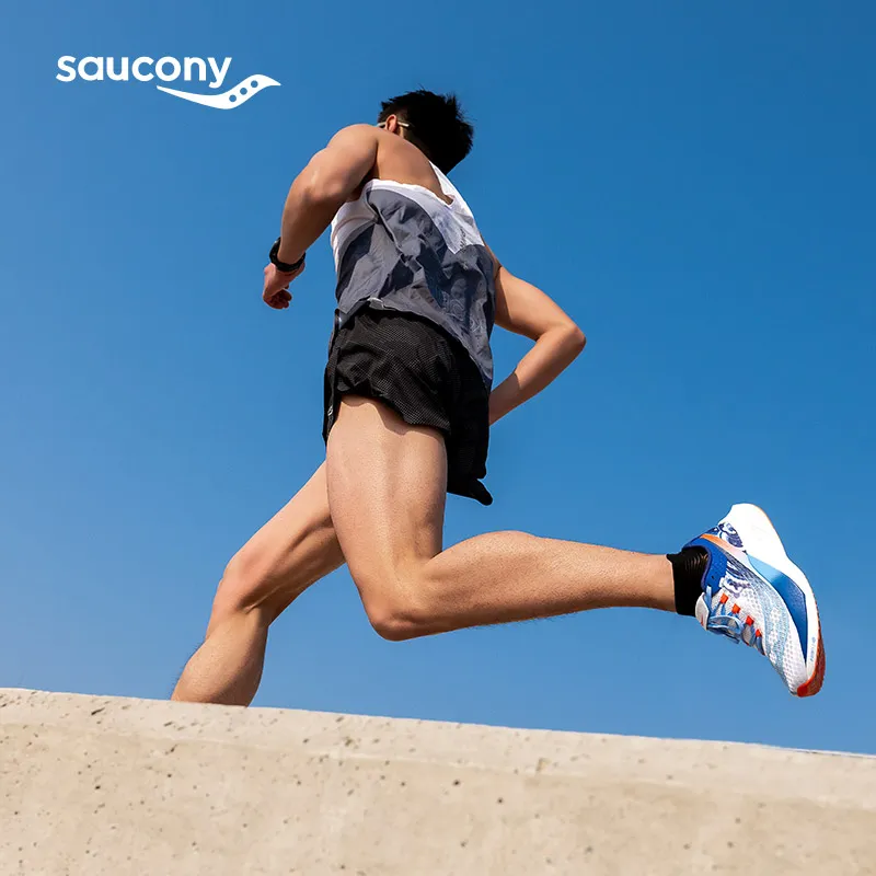 Saucony Endorphin Pro 4 Cushioning Anti Slip And Wear Resistant Low Top Carbon Plate Running Shoes Unisex White Blue-6