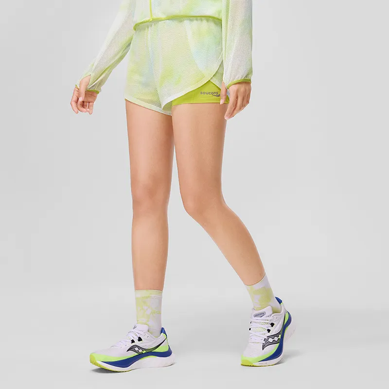 Saucony Sports Shorts Women's Yellow Green Gradient Combo-2